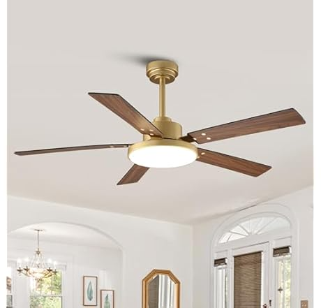 Parrot Uncle 52" Black Gold Smart Ceiling Fan with Dimmable LED Chandelier Deal