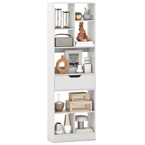 Giantex 61” Tall 7-Tier Bookcase w/ Drawer & 8 Cubes Deal