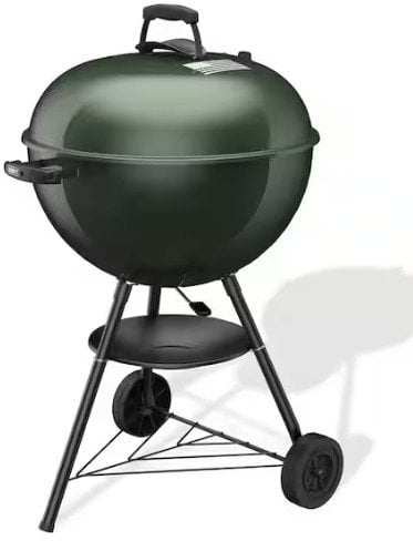 Weber Original Kettle 22 inch charcoal grill in green with American flag at Home Depot