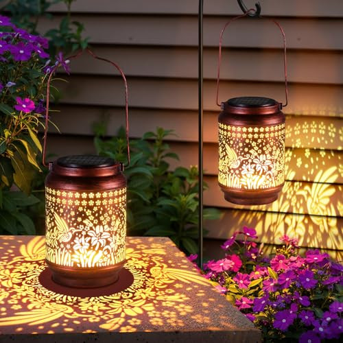 Waterproof Hummingbird Hanging Solar Lantern Lights 2-Pack