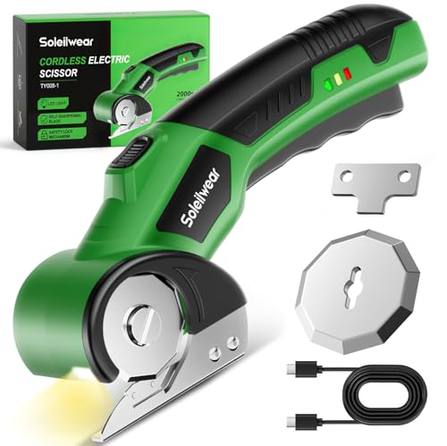 Soleilwear Cardboard Cutter Cordless Electric Scissors with Safety Lock