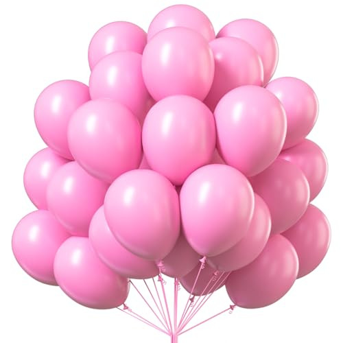 PartyWoo 101 pcs 12 Inch Matte Pink Balloons