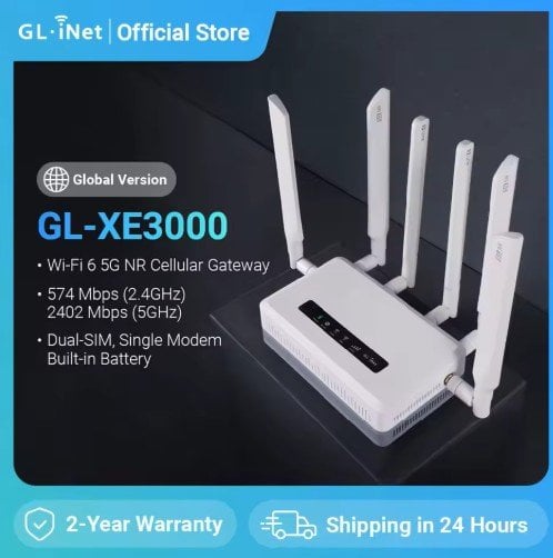 GL.iNet GL-XE3000 (Puli AX) Wi-Fi 6 5G Cellular Router with Battery Deal