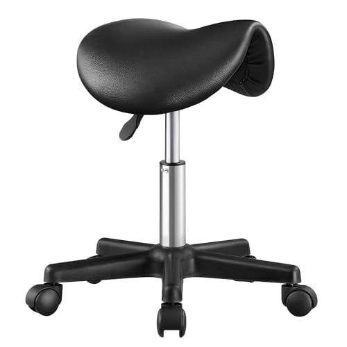 SONGMICS Ergonomic Saddle Stool with Wheels