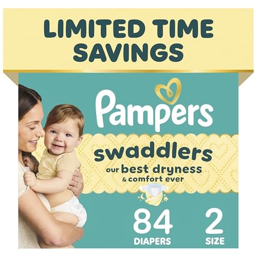 Pampers Swaddlers Diapers, Size S2, 84 Count