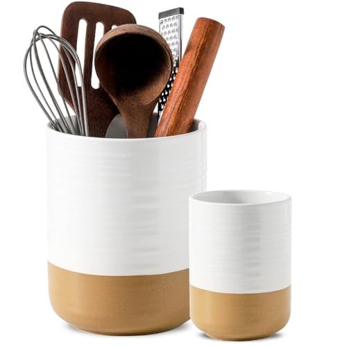 2-Pack 7.4"+5.5" HASENSE Ceramic Utensil Holder Deal