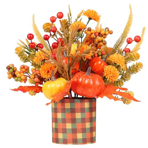 12" Artificial Pumpkin Maple Tree