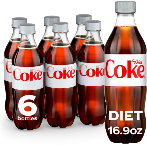 Diet Coke Soda Pop Bottles, 16.9 fl oz, 6-Pack