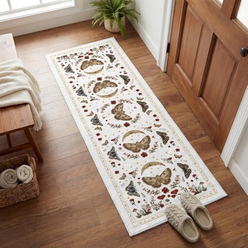 Artoid Mode White Poppy Moth Mushroom Moon Runner Rug 2x6" Deal