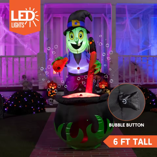 Joyfy 6 FT Witch Halloween Inflatables Outdoor Decorations and Cauldron with Bubbling Potion Deal