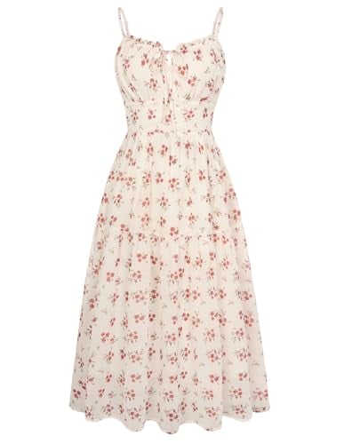 Belle Poque Women's Floral Sweetheart Midi A-Line Dress Deal