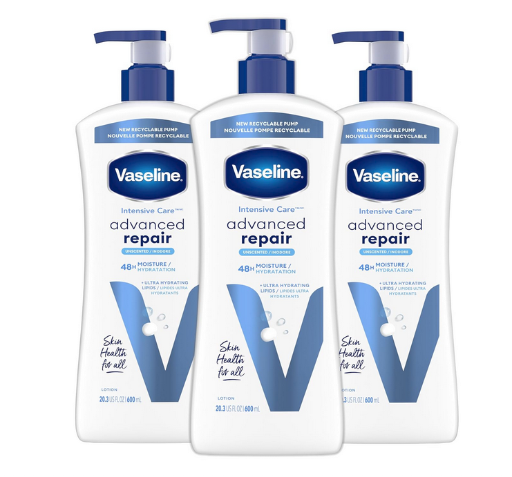 3 Pack of Vaseline Intensive Care Body Lotion (Advanced Repair), 20.3 Oz.