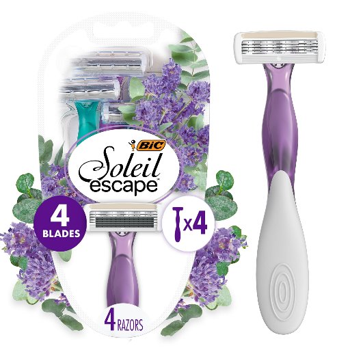 BIC Soleil Escape Women's Disposable Razors W/Lavender & Eucalyptus Scented Handles, 4 Count