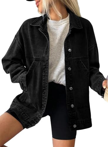 SHEWIN Long Sleeve Button Down Denim Jean Jacket