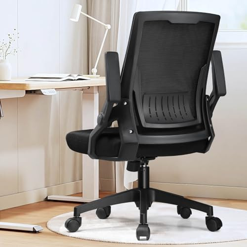 GTRACING Mesh Back Ergonomic Office Chair with Flip-up Armrests (CH219, Black)