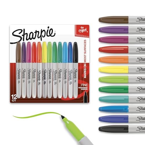 Sharpie Fine Tip Permanent Markers 12-Count (Assorted Colors)