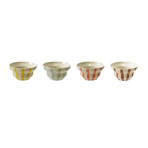 Creative Co-Op Hand-Painted Striped Stoneware Bowl Set 4-Count Deal