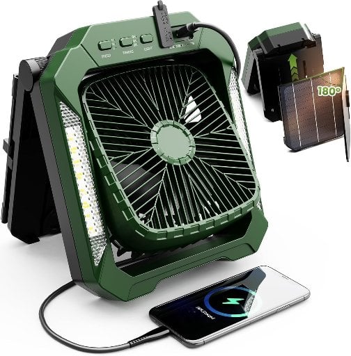 26800mAh Portable Fan Rechargeable with 18W Detachable Solar Panel
