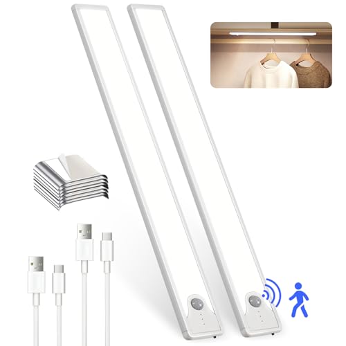 2-Count 16" SUNLINKCO Rechargeable Magnetic LED Under-Cabinet Closet Lights with Motion Sensor