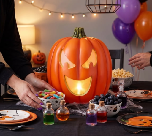 Animated Jack-o'-Lantern Halloween Décor, 22 in Plastic Pumpkin