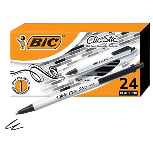 BIC Clic Stic Black Retractable Ballpoint Pens 24-Count 1.0mm Deal
