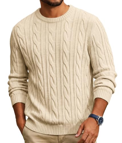 COOFANDY Men's Crewneck Cable Knit Sweater Deal