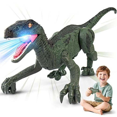 Rcfunkid 2.4GHz RC Dinosaur Toy w/ Walking, Realistic Sounds & Rechargeable Battery