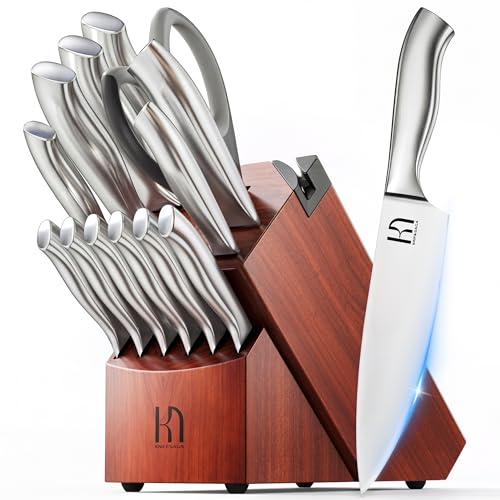 14-Pcs KnifeSaga Kitchen Knife Set w/ Block and Sharpener Deal