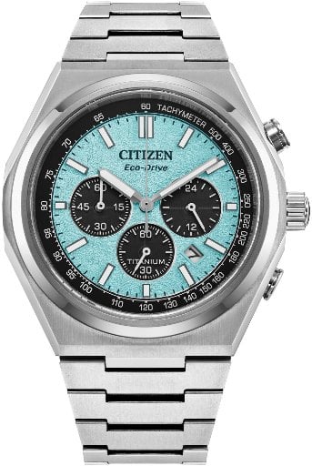 Refurbished Citizen Sport Luxury Chronograph Titanium Eco-Drive Silver Watch 43 MM Deal