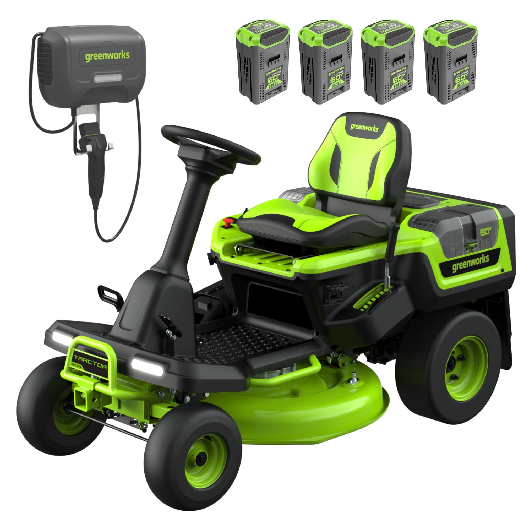 Greenworks 60V 30" CrossoverT Riding Lawn Tractor with (2) 8.0 Ah and (2) 4.0 Ah Batteries