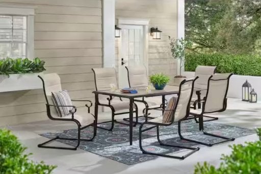 7-Piece Glenridge Falls Metal Padded Sling Rectangular Outdoor Dining Set Deal