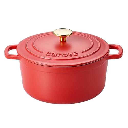 CAROTE Enameled Cast Iron Dutch Oven Pot with Lid 4 Quart Deal