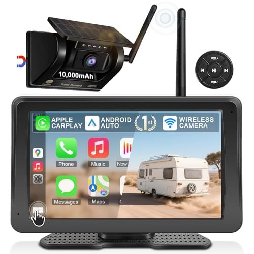10000mAh Solar Magnetic Wireless Backup Camera w/ 7" Touchscreen Monitor