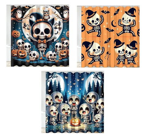 Halloween Shower Curtains, W/12 Hooks,  72" x 72"