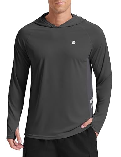 PINSPARK Men's Long Sleeve UPF 50+ Sun Shirt Fishing Hoodie Rash Guard