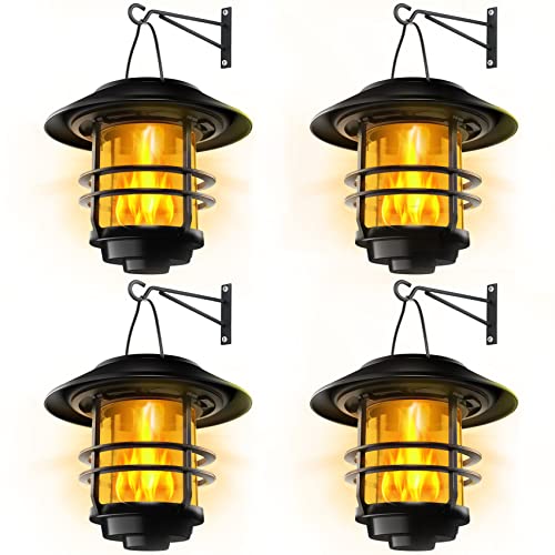 Otdair 4-Pack Waterproof Solar Flickering Flame Lanterns Deal