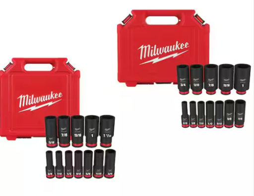 Milwaukee SHOCKWAVE 1/2 in. and 3/8 in. Drive SAE Deep Well Impact Socket Set (24-Piece) Deal