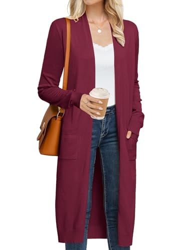 GRACE KARIN Deep Red Cardigan for Women Dressy Long Sleeve Open Front Knit Cardigan Deal