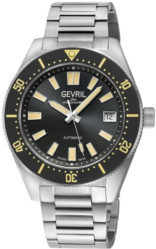 GEVRIL Mariner Row Swiss-made Automatic Black Dial Men's Watch