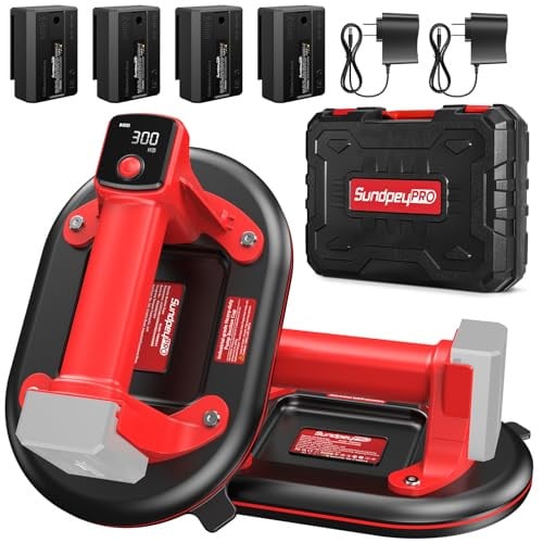 2-Pack 10" Electric Glass Suction Cups Lifter w/ 4x 3.0Ah Batteries & 2x Chargers