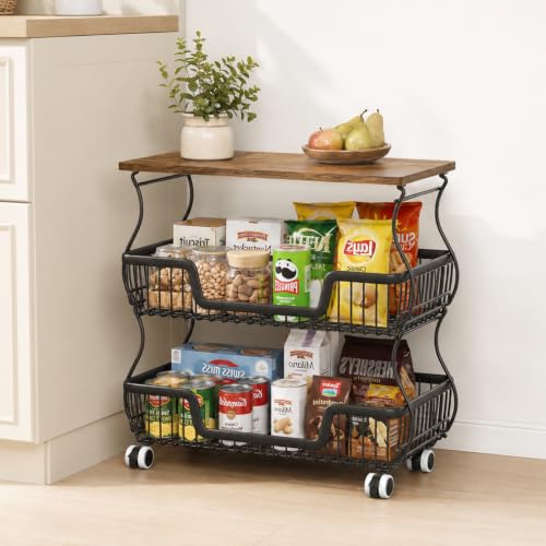 3 Tier Rolling Wire Storage Bin Cart Organizer w/Wheels Deal