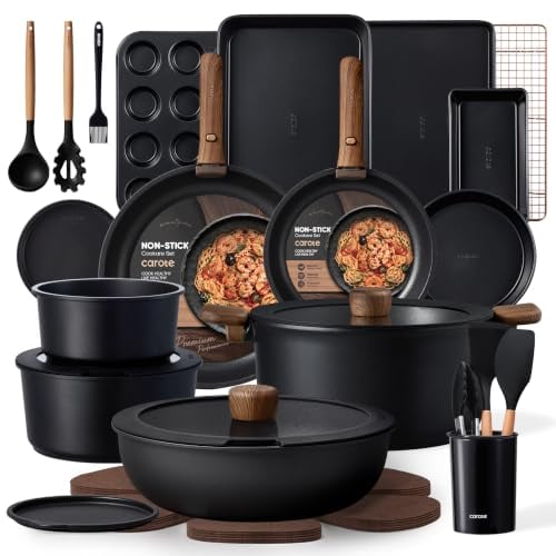 CAROTE 31-Piece Non Stick Detachable Handle Cookware Set