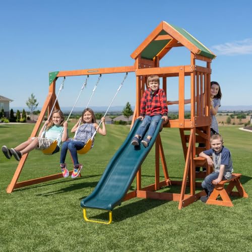 Sportspower Scottsdale Cedar Wood Swing Set with 6ft Slide Deal