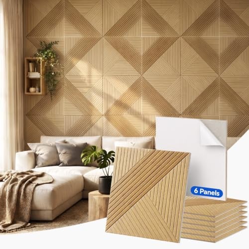 Decorative Acoustic Panels, 6 Pack Oak Sound Absorbing Wall Art Deal