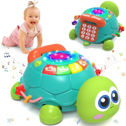 Musical Turtle Crawling Educational Baby Toy, Green