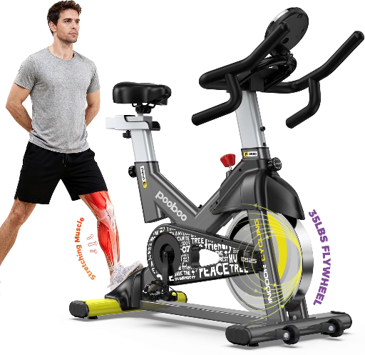 Pooboo Stationary Exercise Bike Indoor Cycling Bike Adjustable Resistance