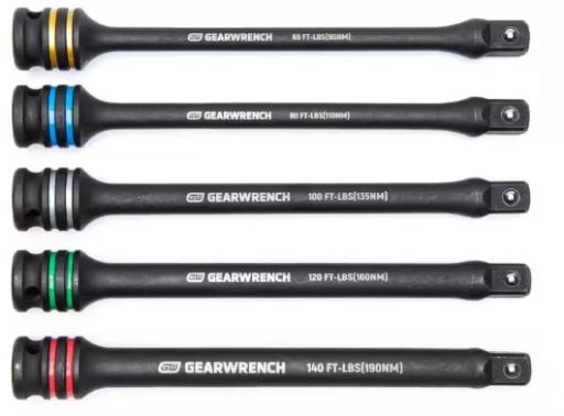 GEARWRENCH 1/2 in. Drive Torque Limiting Impact Extension Bar Set (5-Piece)