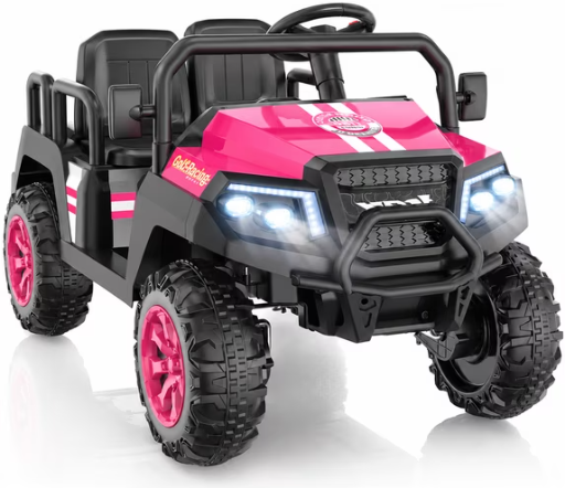 SaveJoy 24V 4-Seater Powered Ride-On Car with Parent Remote Control (Pink)