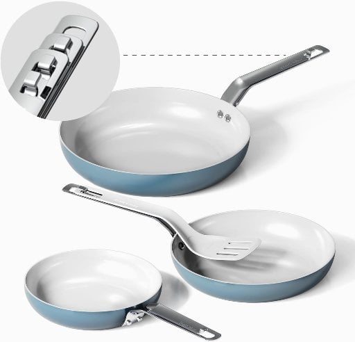 Ceramic Frying Pan Set with Spatula 8/9.5/11 Inch Deal