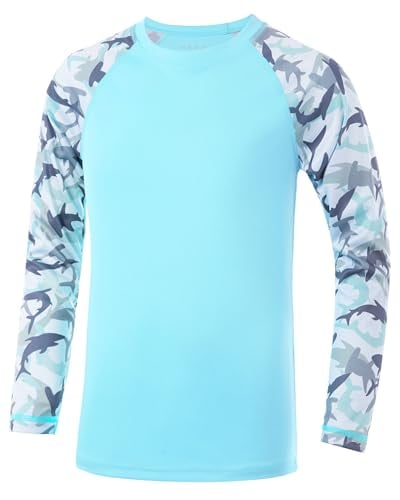 DRONIRING Boys UPF 50+ Long Sleeve Rash Guard UV Sun Protection Swim Shirt Deal